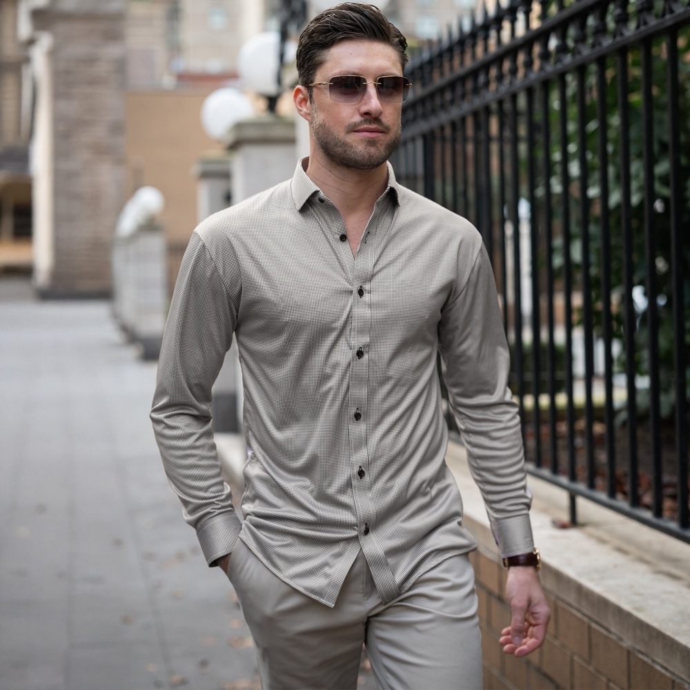 Slim Fit Men's Dress Shirt in Taupe